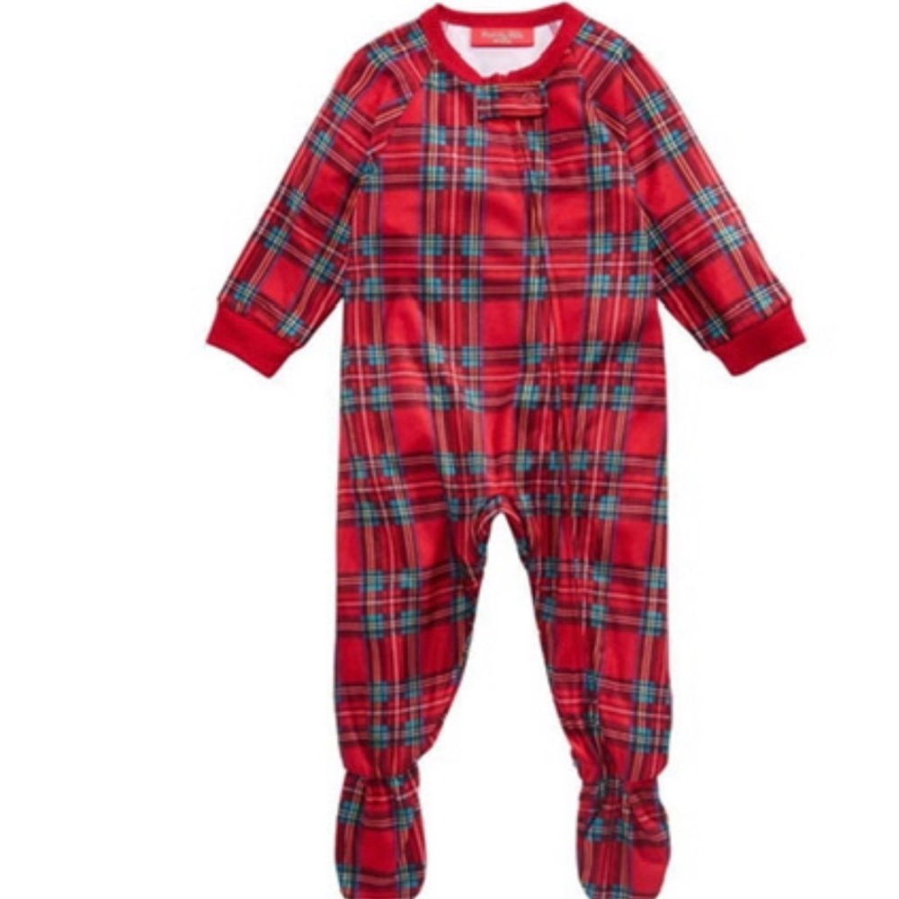 Brinkley Plaid Red Tartan Footed Sleeper Baby Toddler 12MO Holiday Christmas NWT